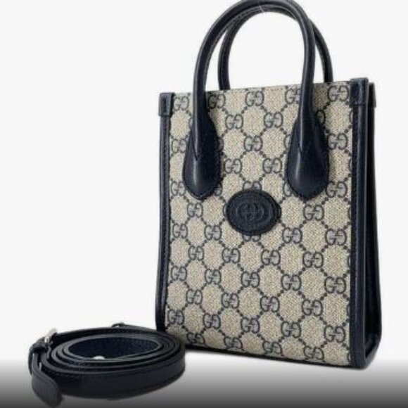 NWT Gucci Mini Bag Tote Top Handle Crossbody Interlocking GG Supreme 671623 - Picture 1 of 9